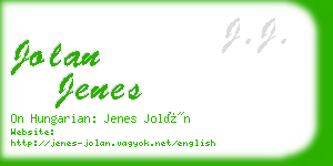 jolan jenes business card